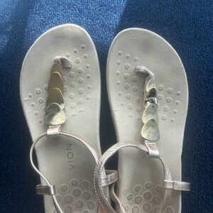 Vionic Sandals with Gold and Cream Accents